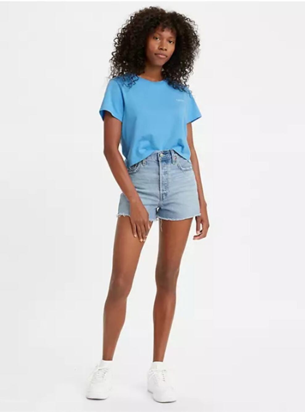 LEVI'S  Ribcage Raw Hem Light Wash Denim Shorts // 29